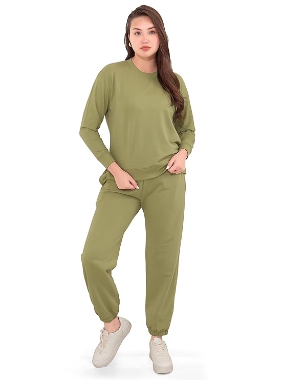 Women Oversize Sweatshirt & Joggers Track Suit Co-ord Set | Airport Outfit | Solid Cotton Nightwear