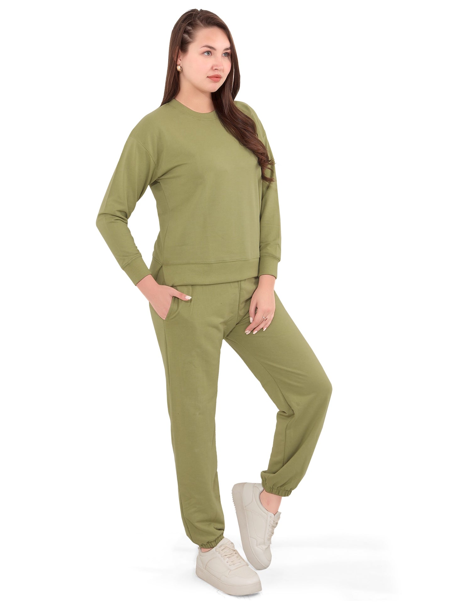 Women Oversize Sweatshirt & Joggers Track Suit Co-ord Set | Airport Outfit | Solid Cotton Nightwear