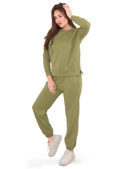 Women Oversize Sweatshirt & Joggers Track Suit Co-ord Set | Airport Outfit | Solid Cotton Nightwear